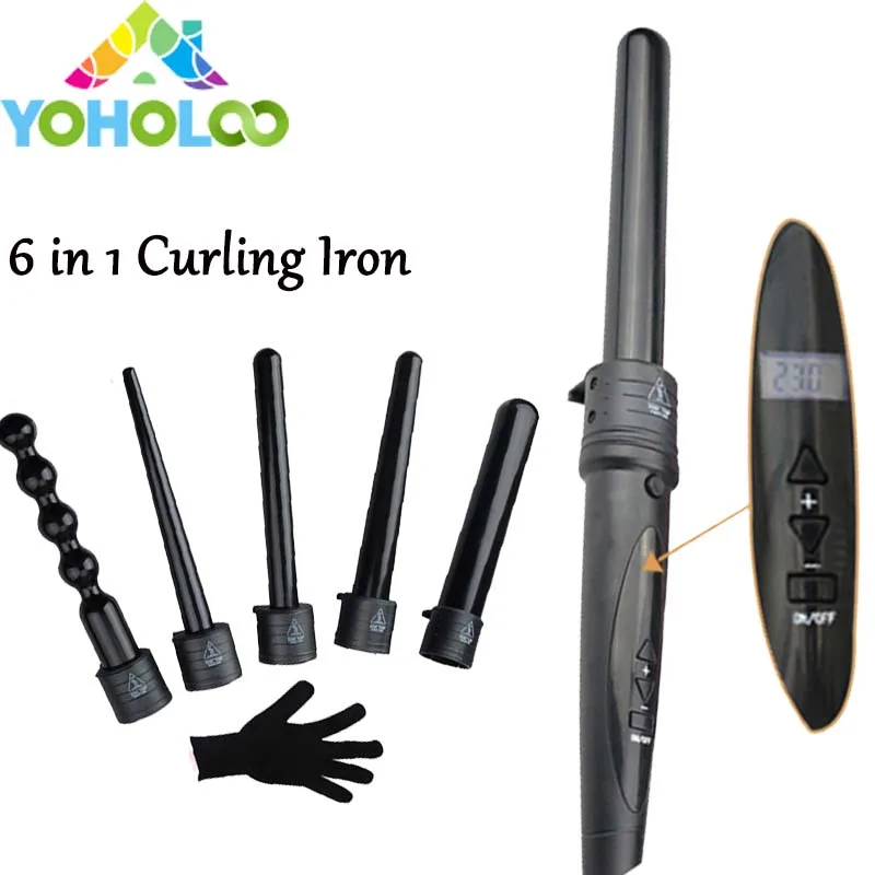 

6 In 1 Multifunctional Hair Curling Iron Set Wand Hair Curler Set Pro Interchangeable Barrel Tourmaline Curling Iron Machine