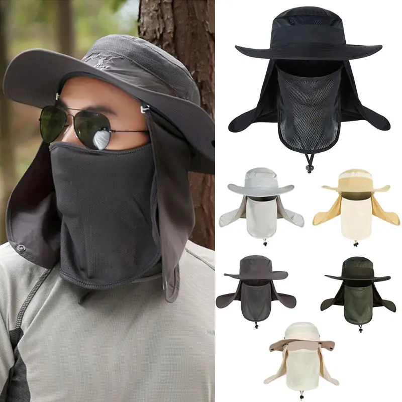 Outdoor Sport Hiking Camping Visor Hat UV Protection Face Neck Cover