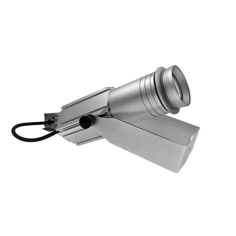Небольшой Корпус серебряный 20 Вт светодиодный вращающийся Gobo проектор водонепроницаемый рекламный свет на заказ изображение 20 Вт светодиодный Поворотный фонарик-проектор изображений