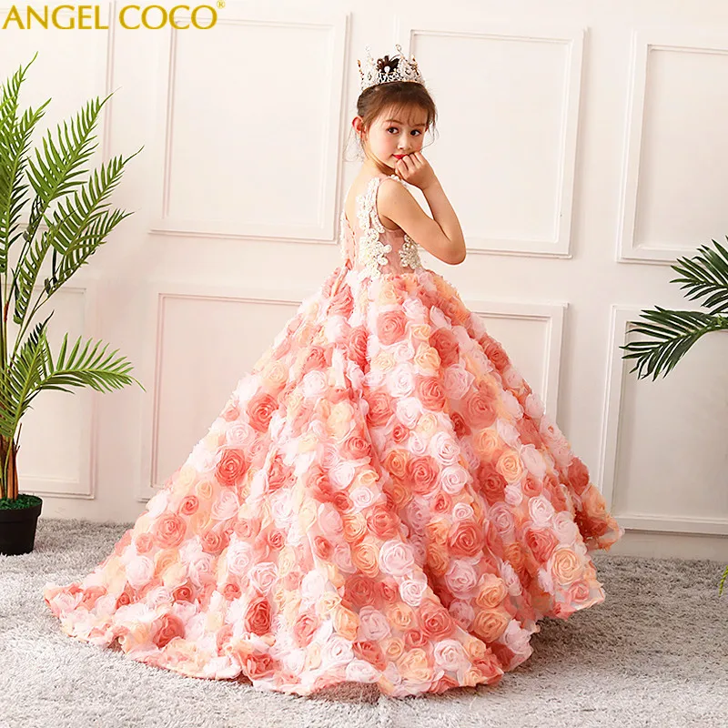Aliexpress Luxury Princess Flower Evening Dress Robe De Luxury Princess Flower Evening Dress Robe De Soiree Beaded Beautiful Children S Costume Great Gatsby Floor Length Gown 2018