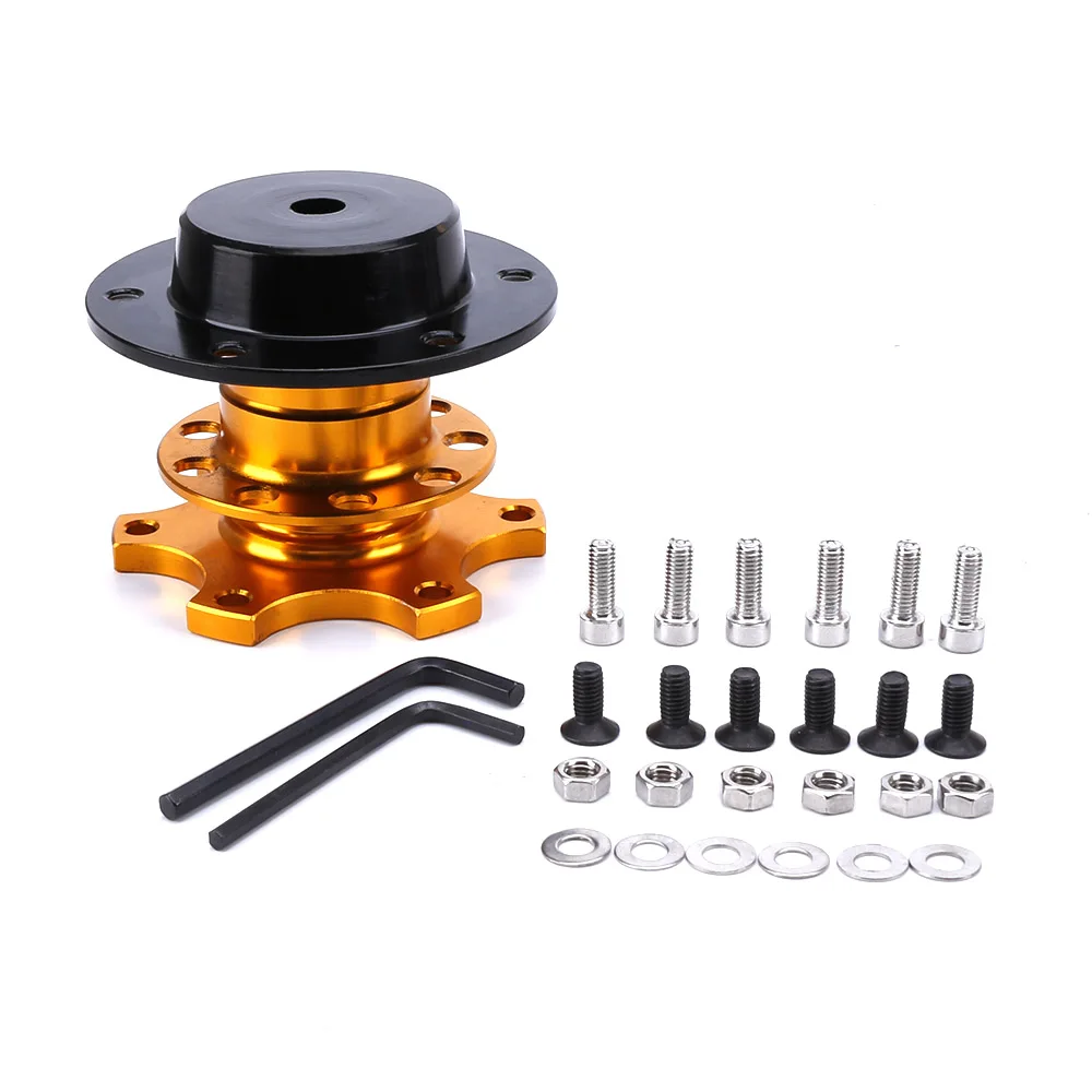 CNSPEED Universal 6 Hole Racing Steering Wheel Quick Release Hub Volante Quick Release Hub Adapter Removable Snap Off Boss Kit - Цвет: Золотой