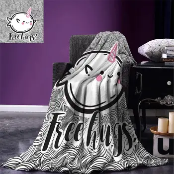 

Narwhal Throw Blanket Abstract Spiral Doodle Background with Sketch Style Arctic Ocean Mammals Home Blanket