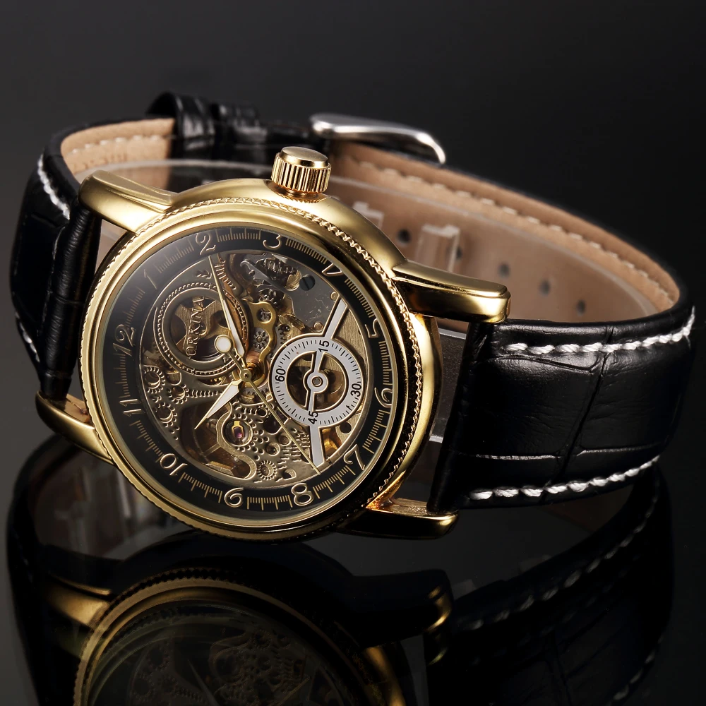 Automatic Luxury Gold Skeleton Mechanical Watch Men Mg.orkina Black ...