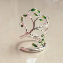 925 anillo de plata esterlina Personalizado esmalte artesanía vida del árbol hueco anillos exagerada apertura de anillo para las mujeres de joyería de moda