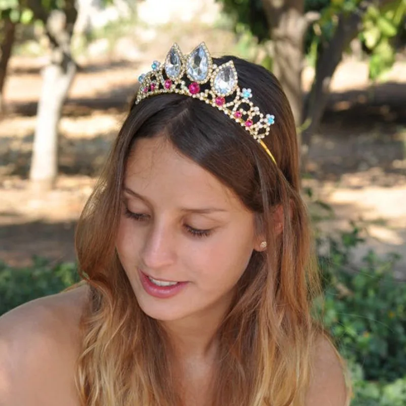 Gold Silver Color Crystal Princess Queen Crown Tiara Prom Wedding