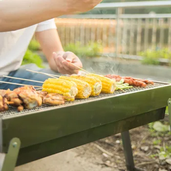 

Picnic BBQ Charcoal Grills Outdoor Stainless steel Hiking Camping Grill 1pc