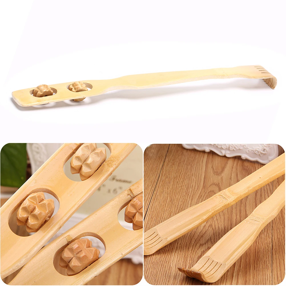 1PCS Durable Bamboo Massager Back Scratcher Wooden Body Roller Stick Backscratcher