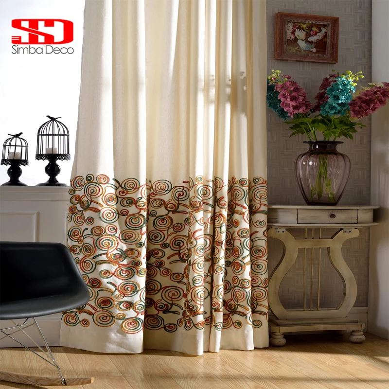 Buy Woolen Circle Embroidered Cotton Curtains for