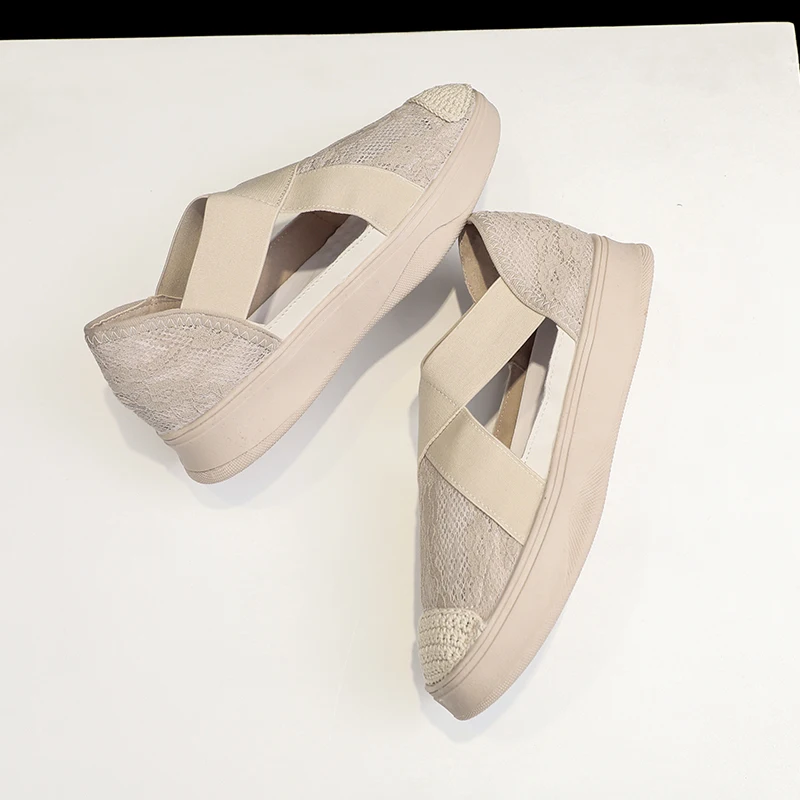 Г., новые летние женские сандалии в сдержанном стиле хлопковая обувь на плоской подошве со шнуровкой Женские повседневные кроссовки, стильная обувь