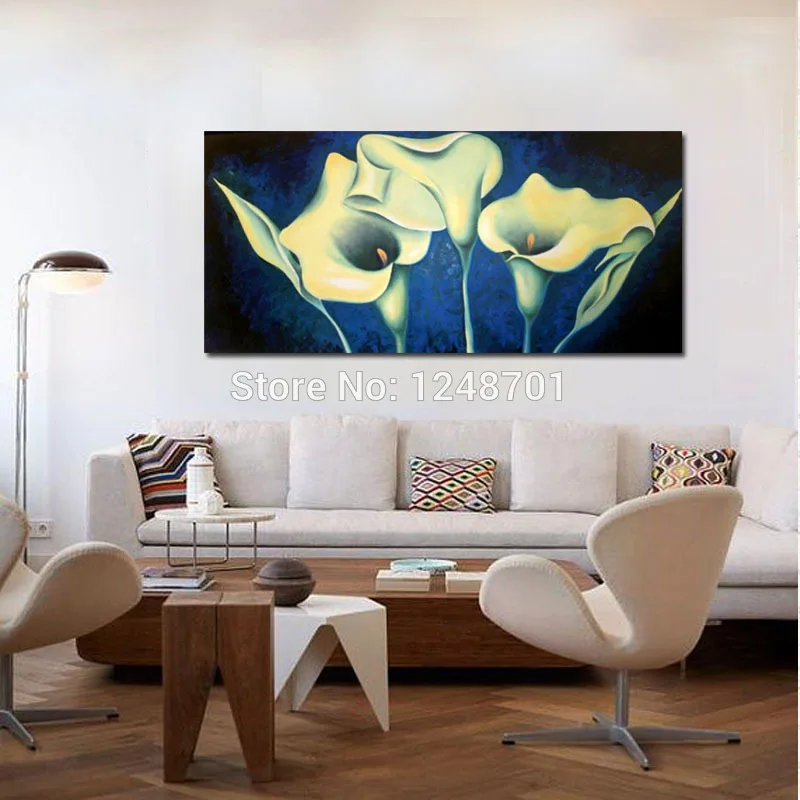 

Hand Painted Large Size Canvas Oil Painting Calla Lily Flowers Oil Painting Wall Decorative Canvas Art For Home Decoration