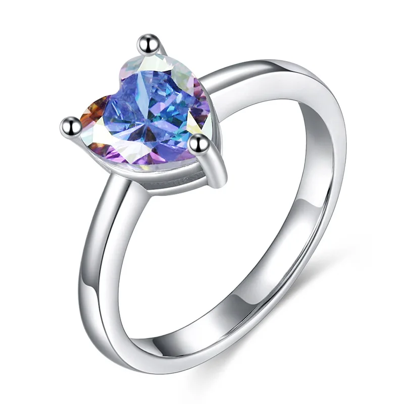 European Women Jewelry Heart-shaped Zircon Engagement Rings Fashion Wedding Rings for Loves Romantic Couple Promise Jewelry Anel