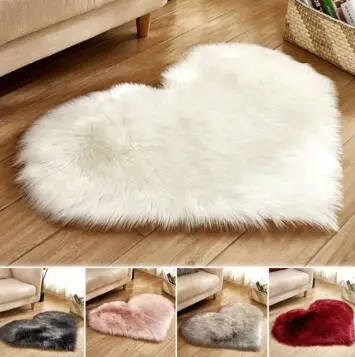 Пушистые коврики с сердечками из искусственного меха овчины ковер с длинным ворсом Спальня Декор для гостиной мягкий мохнатый ковер для домашний Коврик для пола