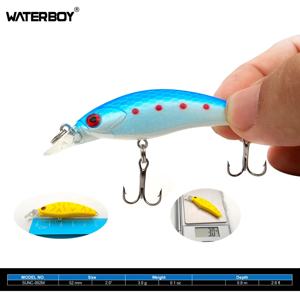 WATERBOY-Mini-Minnow-Fishing-Bait-5-2cm-2in-3g-0-1OZ-Iscas-Fish-Wobblers-Swimbait-Peche (2)