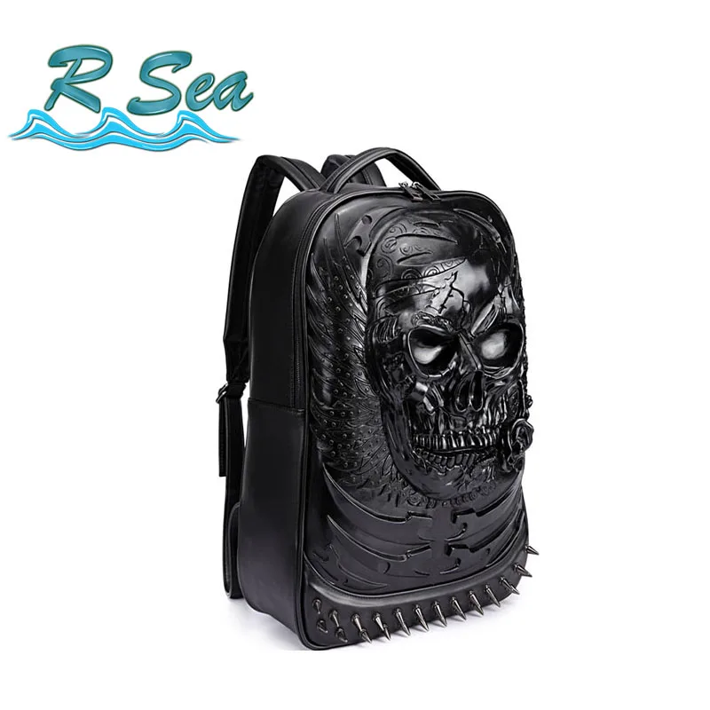 

New usb Backpack Men's pu Backpack high-end Computer 3D Student Bag Personality Monster Backpack Fast Shipping