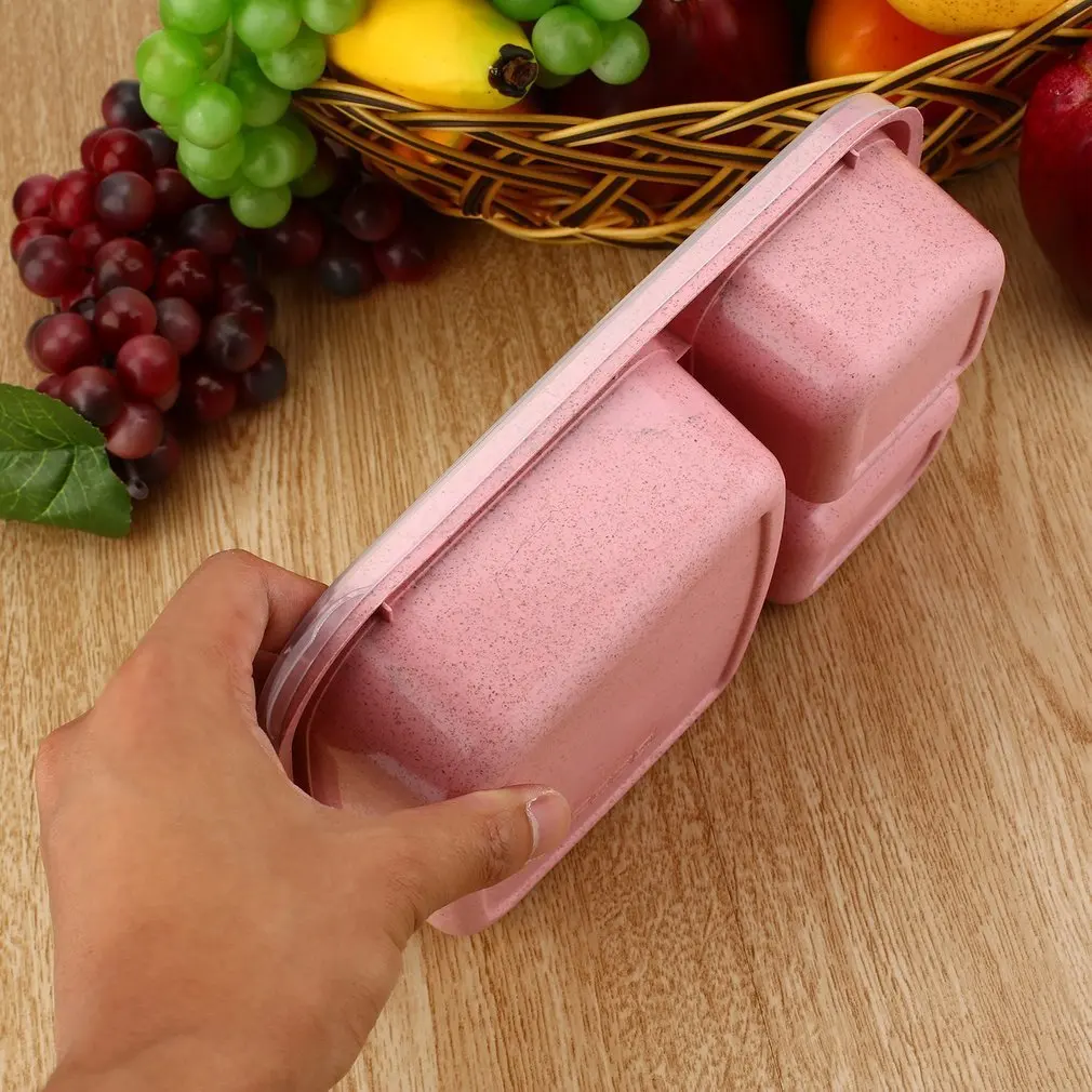 Пшеничная солома Bento Box 3 сетки с крышкой микроволновая печь пищевой ящик биоразлагаемый контейнер для хранения Ланч столовая посуда Bento Box Set