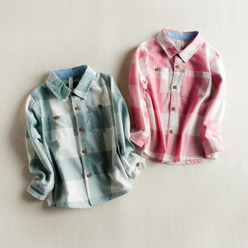 

Fashion Plaid Shirts for Boys Tops Autumn Children Clothing Single Breasted Outerwear Kids Blouse Infant Full Sleeve 2-7Y Cloth