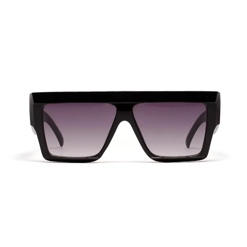 YOOSKE квадратные негабаритные Солнцезащитные очки женские с плоским верхом прозрачные синие розовые солнцезащитные очки мужские винтажные квадратная Большая рама UV400 - Цвет линз: Черный