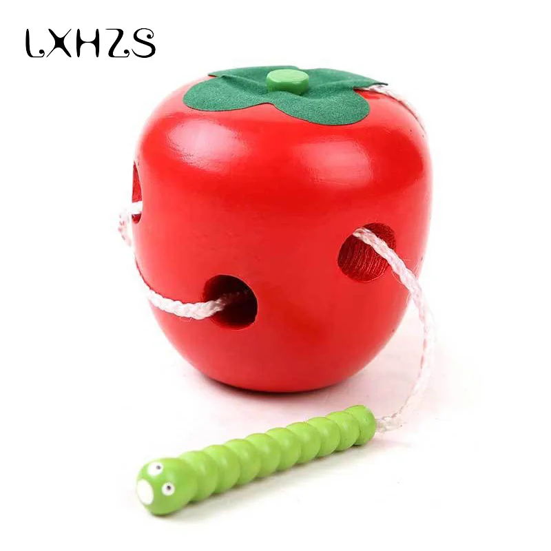 

Wooden Education Baby Kindergarten Worm Eat Fruit Apple Plaything Early Learning Education Toys Montessori Teaching Math Toy