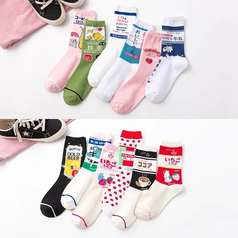 

CHAOZHU lady socks fashion cool design japanese snack packaging trendy sweet cute socks for women girls birthday holiday gifts