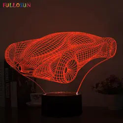 Творческий 3D LED холодный гоночный автомобиль ночника 3D светодиодные фонари USB LED touch кнопку настольная лампа как друзья праздник новинка