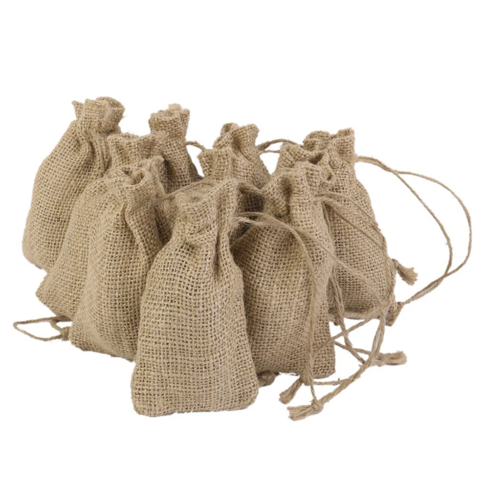 Easter 10pcs Small Hessian Drawstring Bags for Wedding Party Favor