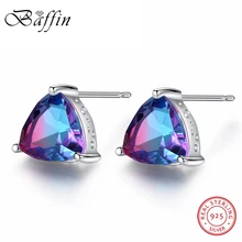 BAFFIN Простые Модные треугольные серьги-гвоздики, настоящее 925 пробы, серебряные ювелирные изделия, красочные серьги из натурального камня для женщин, свадебные