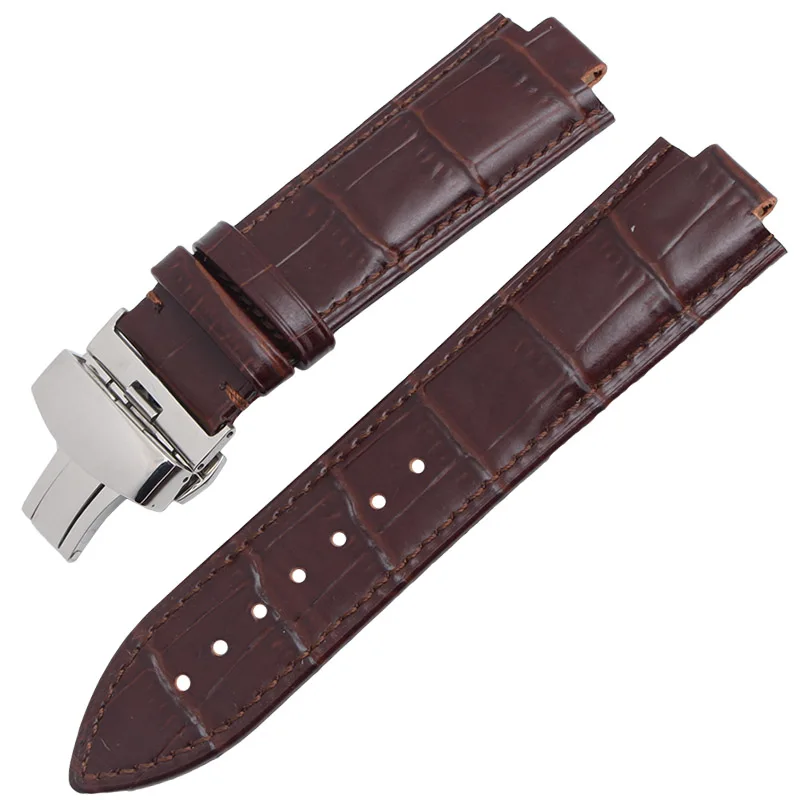 24*11 мм выпуклый интерфейс ремешок черный коричневый кожаный мужские часы ремешок для Oris PRODIVER TUBBATAHA AQUIS аксессуары для часов - Цвет ремешка: brown silver clasp
