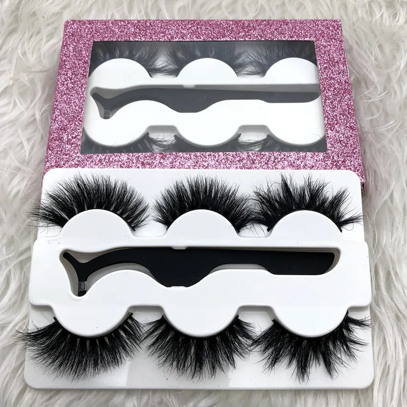 

Mikiwi 3Pack With tweezers 3 Pairs Mink Eyelashes 3D Mink Lashes Thick Full Strip Lashes Makeup Dramatic Lashes