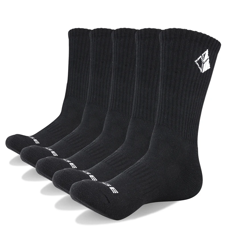 YUEDGE Men's Cushion Black Socks Walking Cross Country Athletic