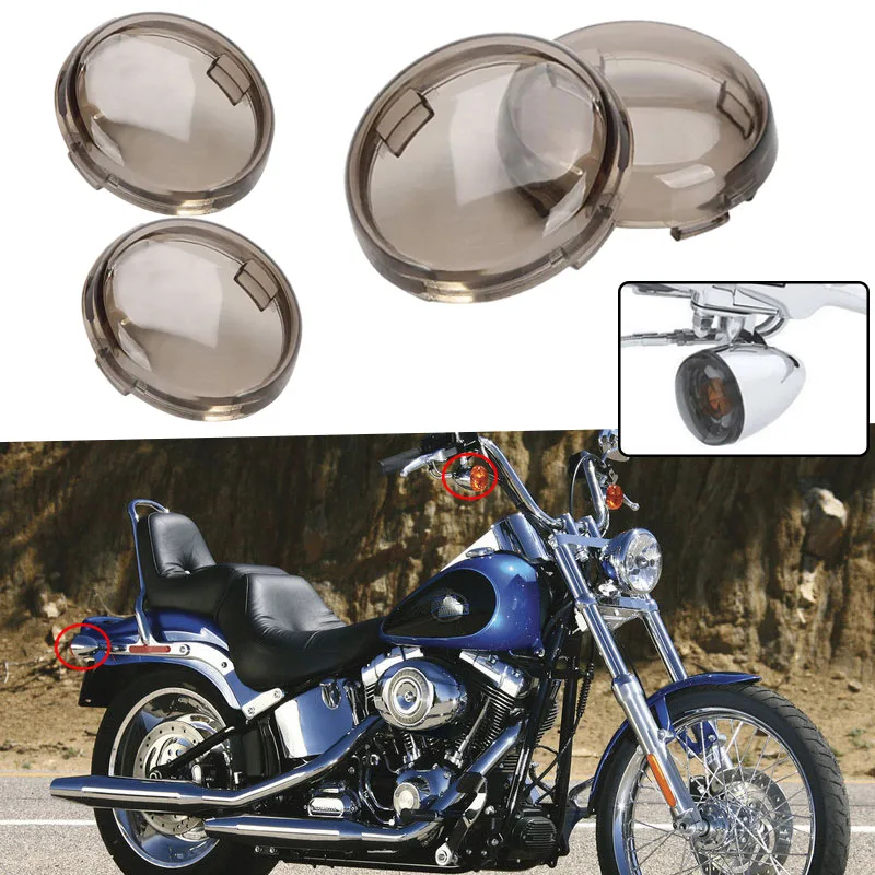 2PCS4PCS Turn Signal Light Lens Cover fit for Harley Dyna Softail Sportster 1200 883 Fatboy Electra Heritage Rocker King Covers (6)
