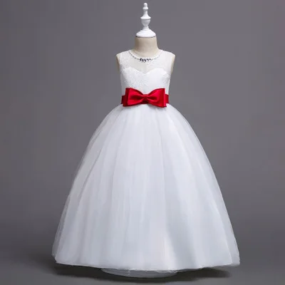 Летнее платье без рукавов для девочек; детская свадебная одежда принцессы с бантом для девочек; платье с цветочным рисунком; праздничная одежда