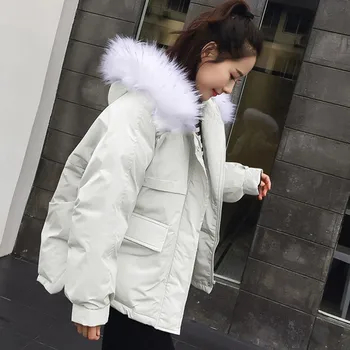 

Women Cotton Short Hooded Large Size Loose Casual Coat Long Sleeve Thick Cotton Jacket Winter Warm Coat Parker Coat Ladies A555