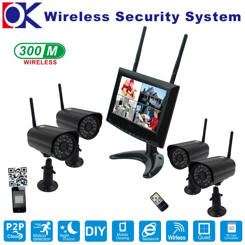 Wireless 7"LCD DVR with SD Card Recording and Long Range Night Vision