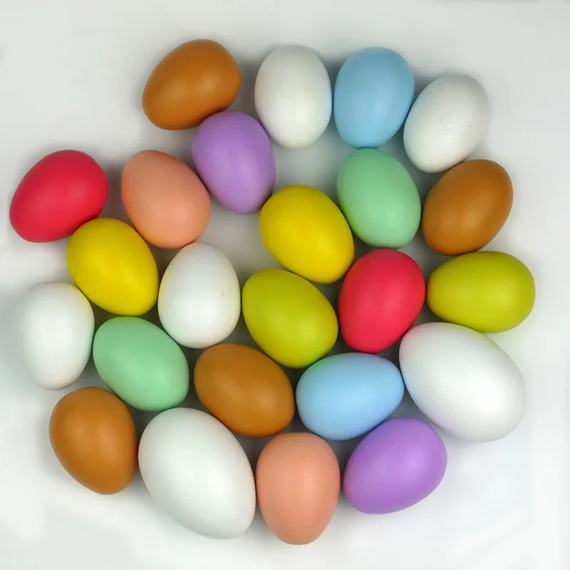 

4.5x6cm 1pc Wooden Simulation Eggs Duck Children DIY Hand-Painted Graffiti Easter Eggs For Home Decoration Fun Toys Gifts