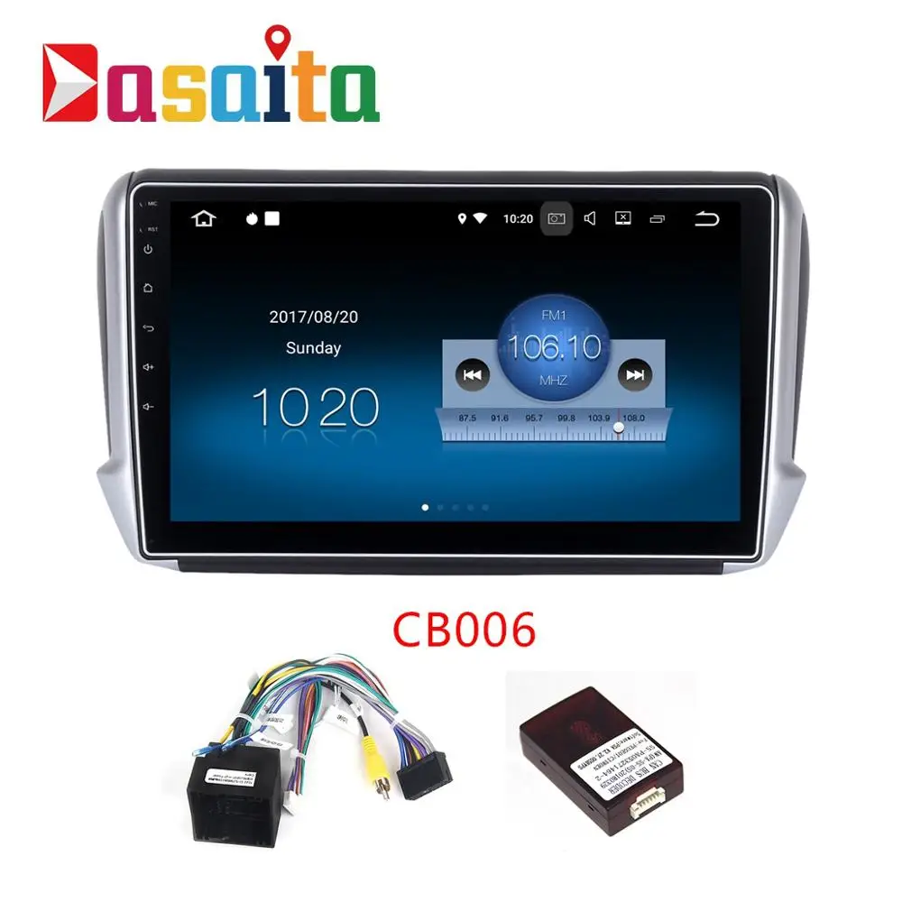 Dasaita 10," Android 9,0 Автомобильный gps плеер Navi для peugeot 208 2008 с 2G+ 16G четырехъядерный стерео радио мультимедиа без DVD 4G - Цвет: CB006 2017 cable