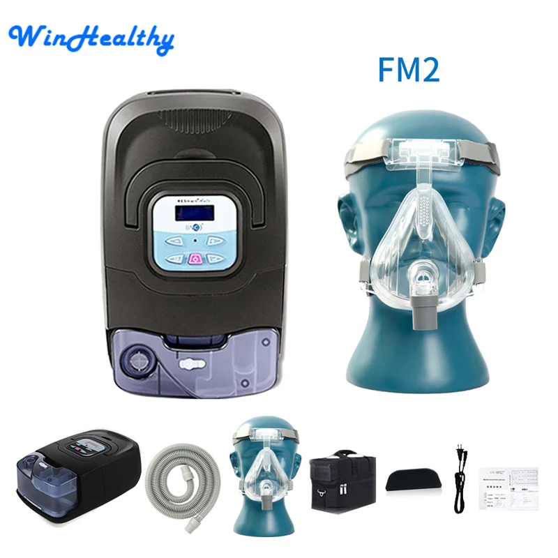 Win Healthy BMC CPAP/APAP/Auto CPAP Машина с полностью маска для лица или носовая маска для сна и храпа синдром апноэ сна SAS - Цвет: With Mask FM2