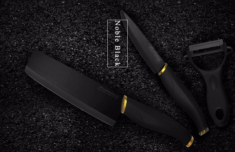 Middia 4 шт. черный bade керамический набор ножей с блоком кухонные резаки нож для очистки овощей+ Универсальный нож+ Овощечистка