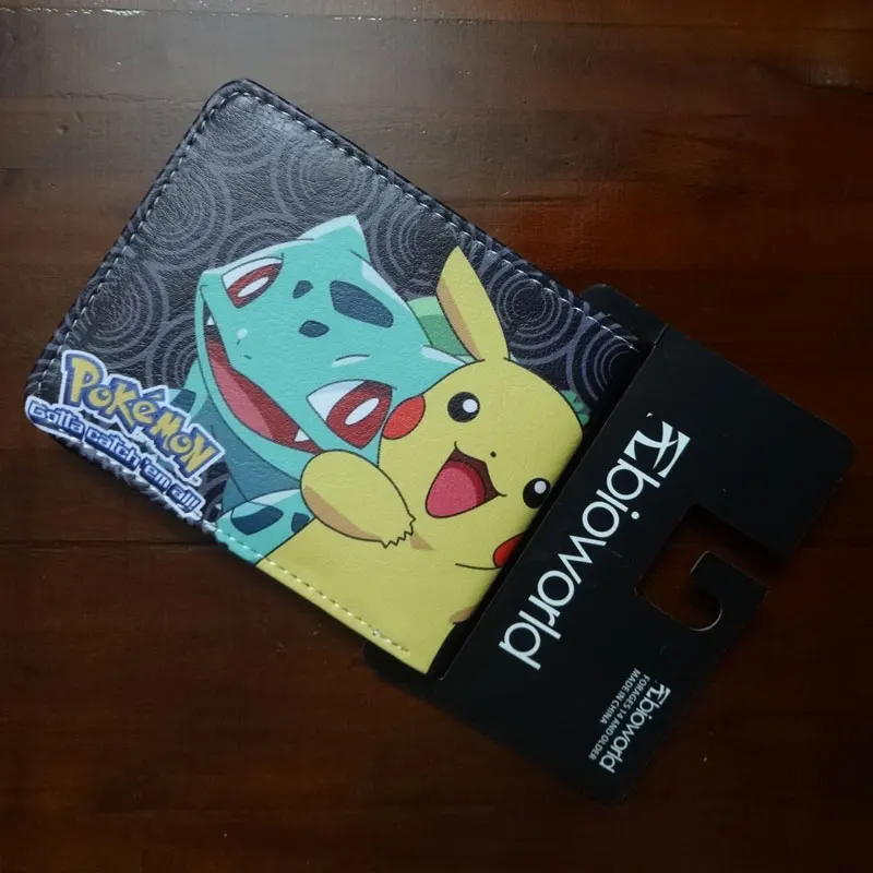 Аниме Пикачу Бумажник игры Pokemon кошелек подарок для мальчика девочки; дети мультфильм Pocket Monster мешок денег Для мужчин Для женщин кожа короткие кошельки