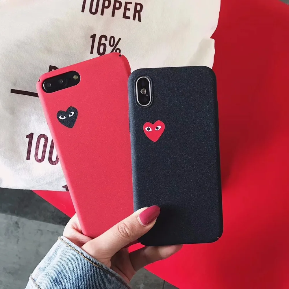 

Love CDG Play Comme des Garcons Hard Matte For iphone 6 7 6s 6 s XR XS Max Case For iphone X 7 8 Plus Case Cover Red Black Case