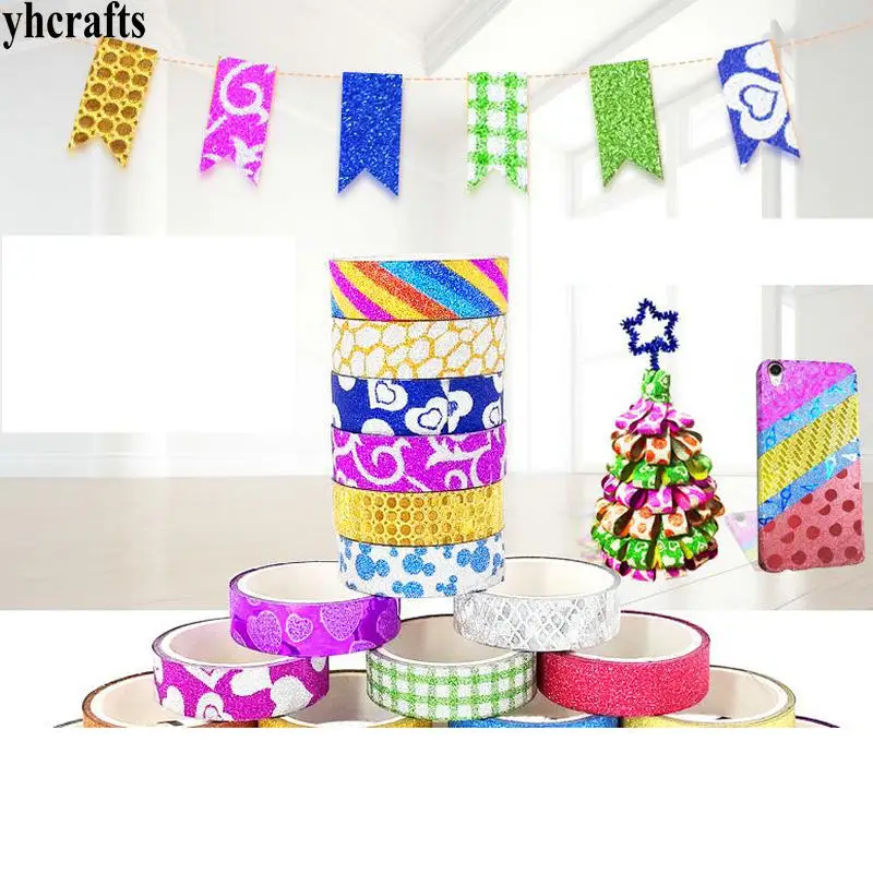 

1 Roll/Lot,Random 1 roll plastic tape with shiny glitter Craft material DIY tools Scrapbooking kit Creative activity items Cheap