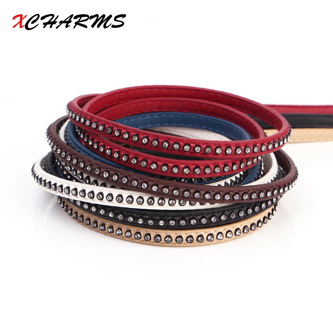

XCHARMS 6MM/leather cord rope/Crystal drill 2/accessories parts/jewelry findings/hand made/jewelry making/bracelet material
