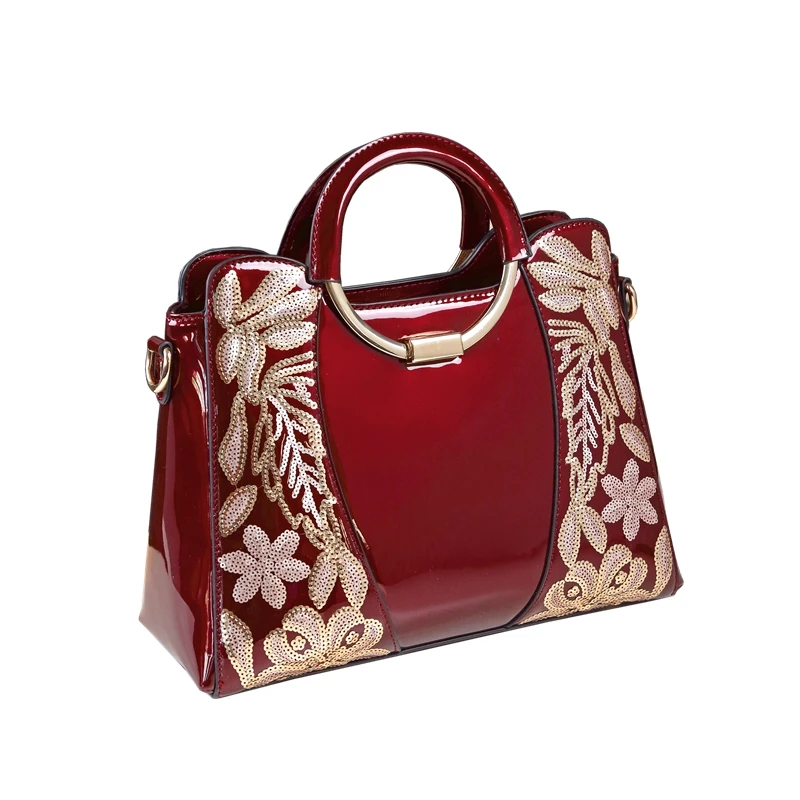 ICEV New European Fashion High Quality Flower Patent Leather Women