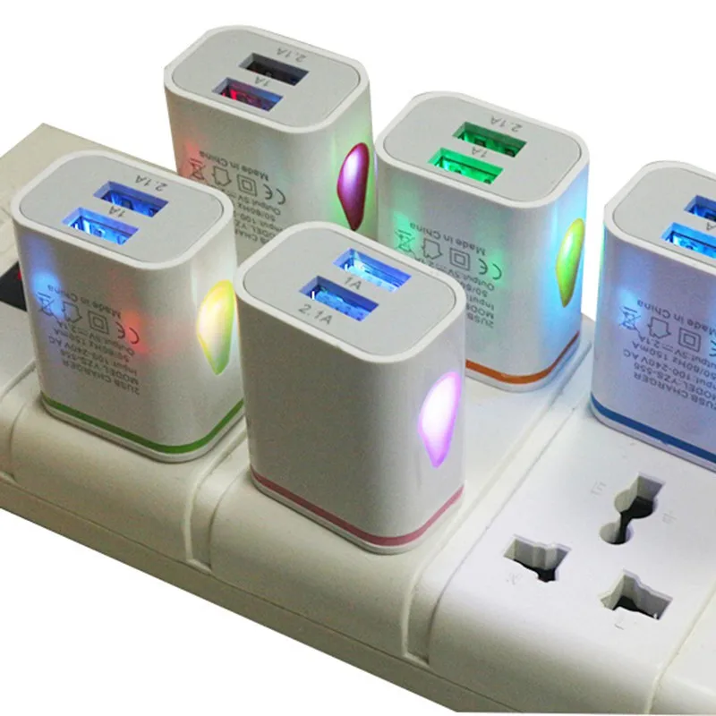 

Universal Dual USB Colorful Water Drop Charger 2A 5V Mobile Phone Chargers k5