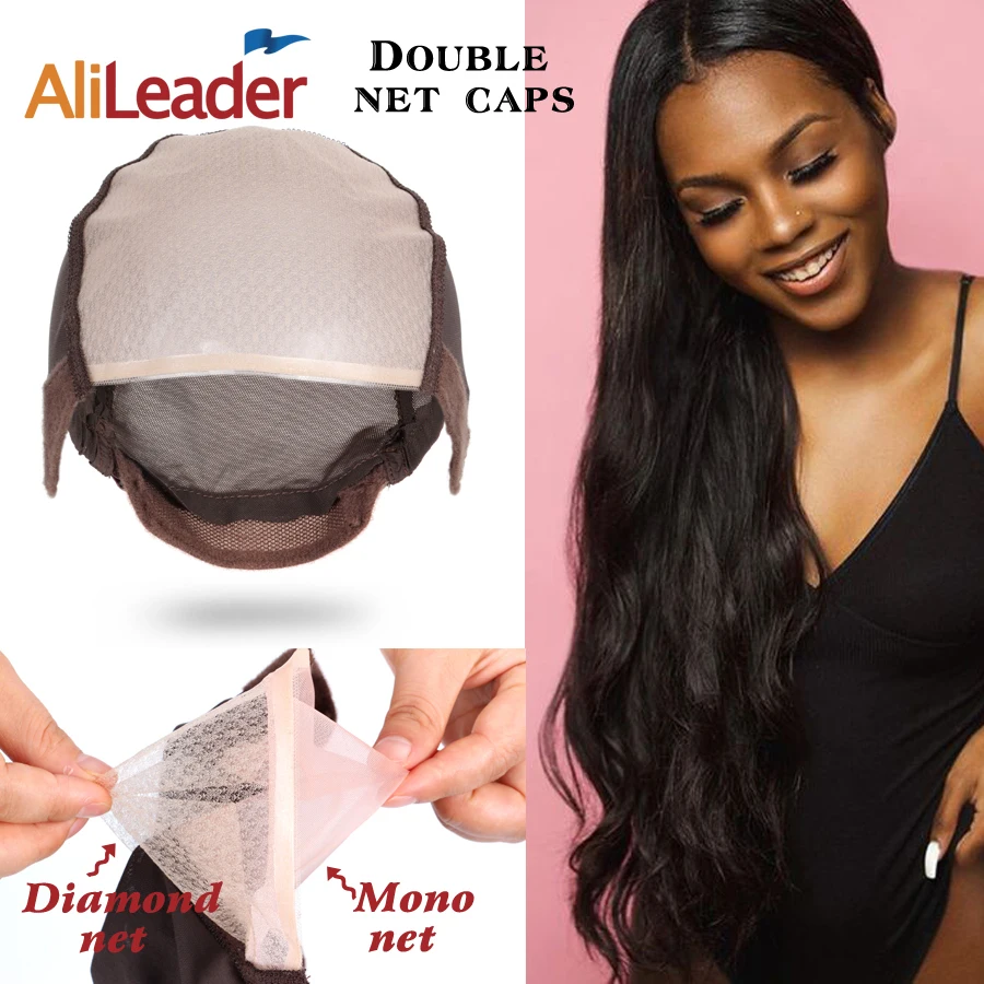 

Alileader Double Mono Lace Closure Wig Cap Wig Making Tools Skin Wig Cap Hairnet Invisible Cheap Wigs Hairnet Adjustable