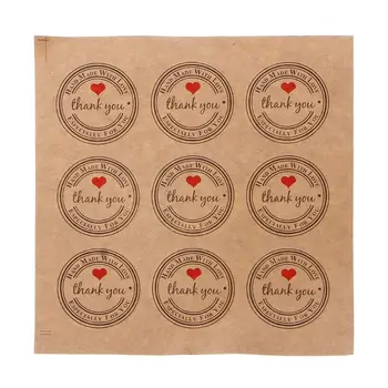 

9Pcs 1.6" Kraft Paper Thank You Self Adhesive Label Sealing Round Stickers For Jewelry Packing Christmas Gift note label sticker