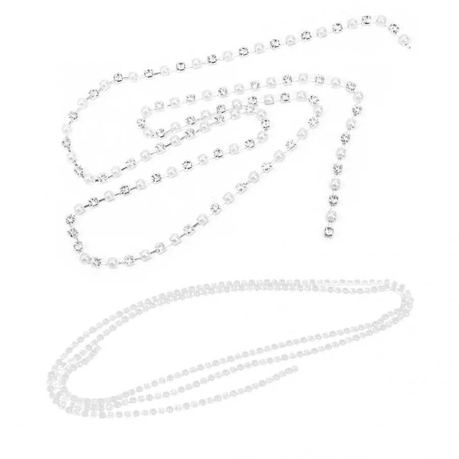 

DIY Faux Pearls Wrap Roll Crystal Rhinestones Chain Trim Ribbon Wedding Decor Rhinestones Trim Ribbon Roll