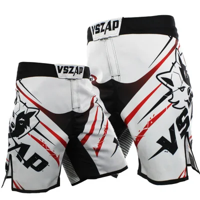 VSZAP Wolf Kick MMA шорты Pantalonetas, Муай Тай боксерские шорты, колготки, спортивные шорты для фитнеса, Детские мужские pantalon MMA боксерские трусы - Цвет: Белый