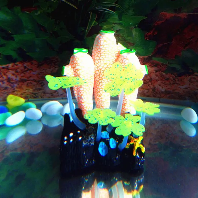 orange Украшение для аквариума, ландшафтный дизайн, Ascidian моделирование кораллового светящегося морского дна, маленькие Ландшафтные аксессуары для аквариумов - Цвет: orange