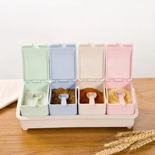 Модные бутылки и баночки для хранения пластиковые Кухонные контейнеры для хранения сахар соль перец специи многофункциональная приправа коробка бутылки