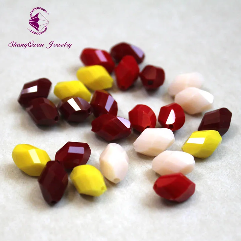 

Shangquan Crystal Beads Jewelry 50PCs Faceted Twist Oval Beads 11x8mm Spacer Beads For DIY Jewelry Gifts & Crafts mix color